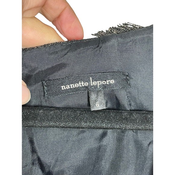 Nanette Lepore Designer Catch Me Cap Sleeve Gray Brown Black Dress Size 6 Career - Picture 6 of 14